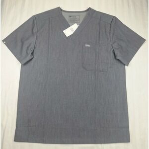 FIGS Leon Technical Collection V-Neck Scrub Top Gray Mens Large‎ NWT
